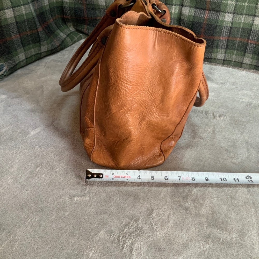 Frye Melissa Leather Satchel Cognac Brown Handbag Tote with Dust Bag - Picture 3 of 8